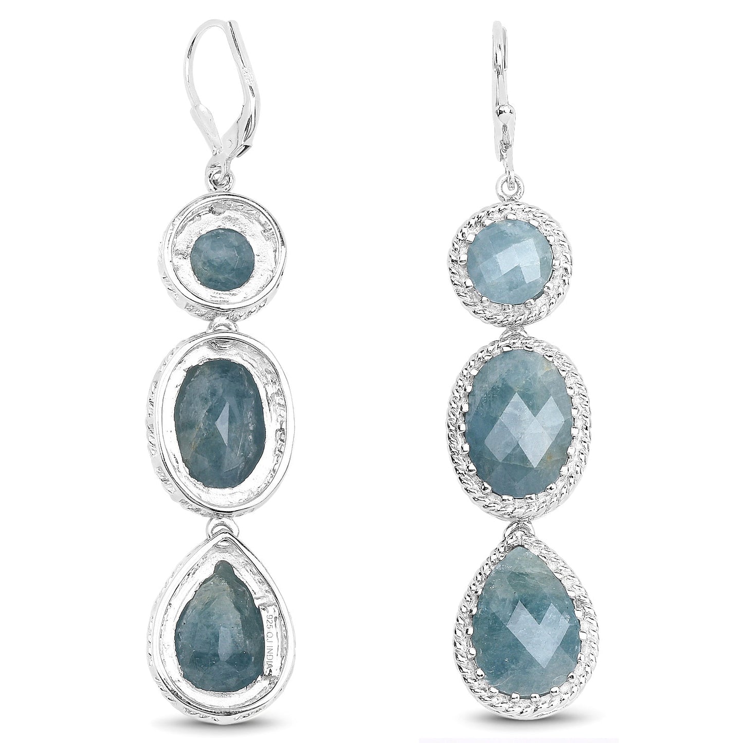 21.32 Carat Genuine Milky Aquamarine .925 Sterling Silver Earrings Bids.com