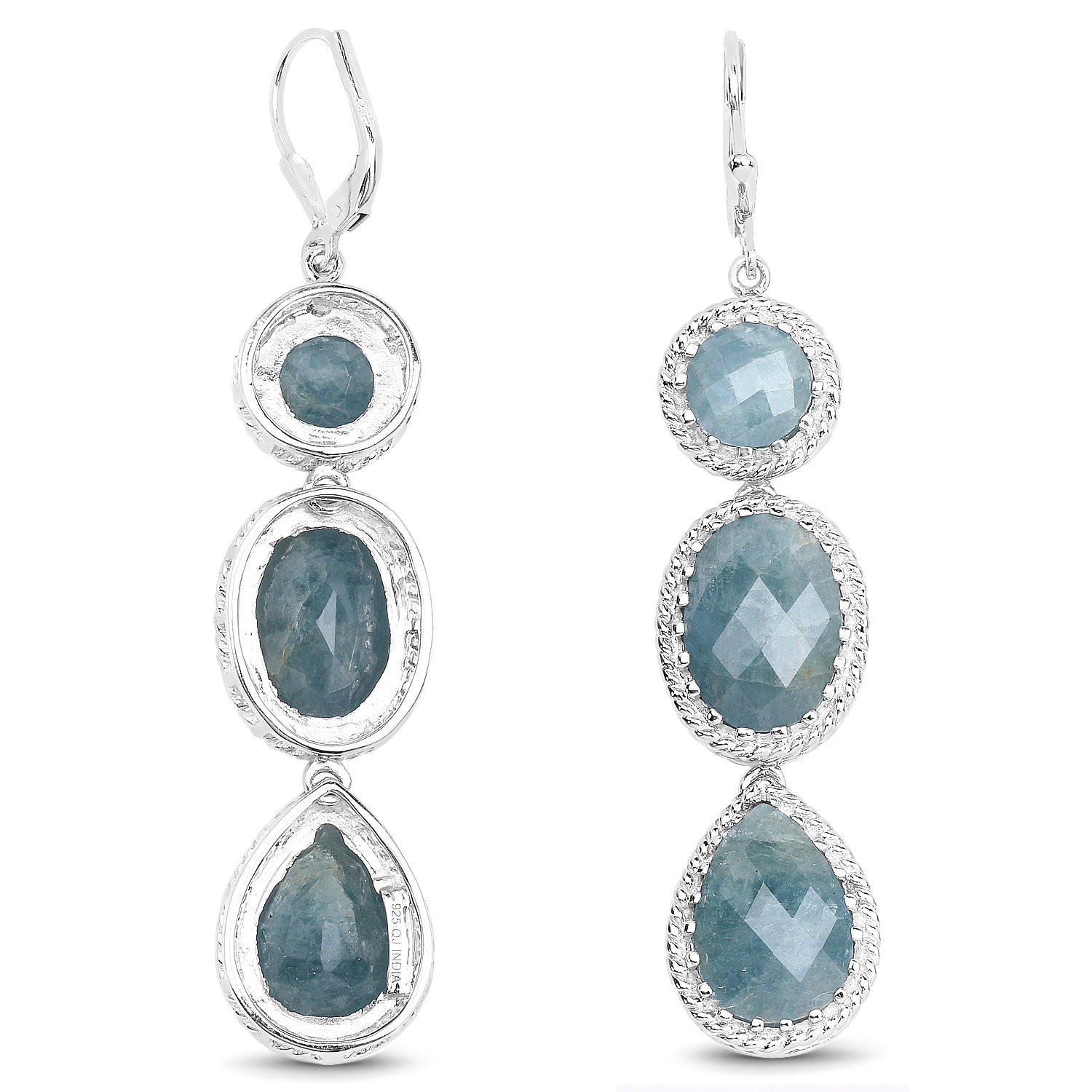 21.32 Carat Genuine Milky Aquamarine .925 Sterling Silver Earrings Bids.com
