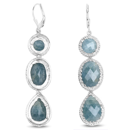 21.32 Carat Genuine Milky Aquamarine .925 Sterling Silver Earrings Bids.com