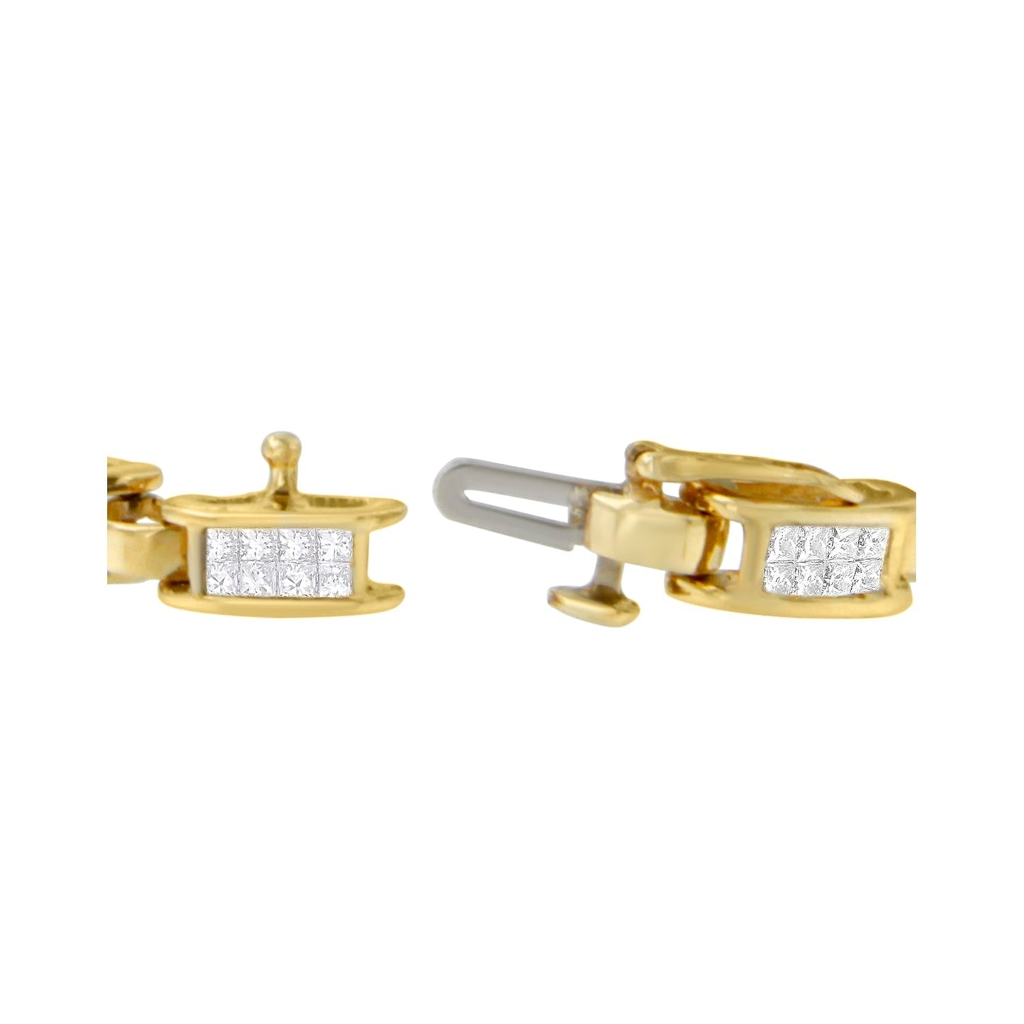 10K Yellow Gold 2.0 Cttw Invisible-Set Princess Cut Diamond Rectangular Link Bracelet (I-J Color, SI2-I1 Clarity) - 7" Bids.com