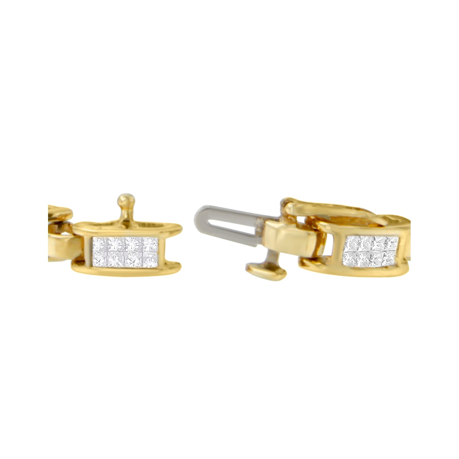 10K Yellow Gold 2.0 Cttw Invisible-Set Princess Cut Diamond Rectangular Link Bracelet (I-J Color, SI2-I1 Clarity) - 7" Bids.com