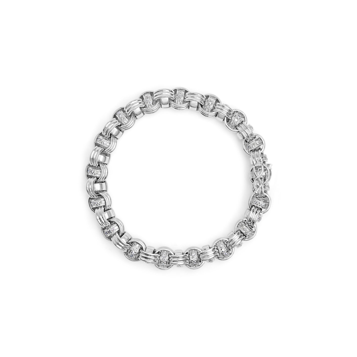 14K White Gold 1/2 Cttw Diamond Knotted Byzantine Link Bracelet (H-I Color, I2-I3 Clarity) - 7" Inches Bids.com