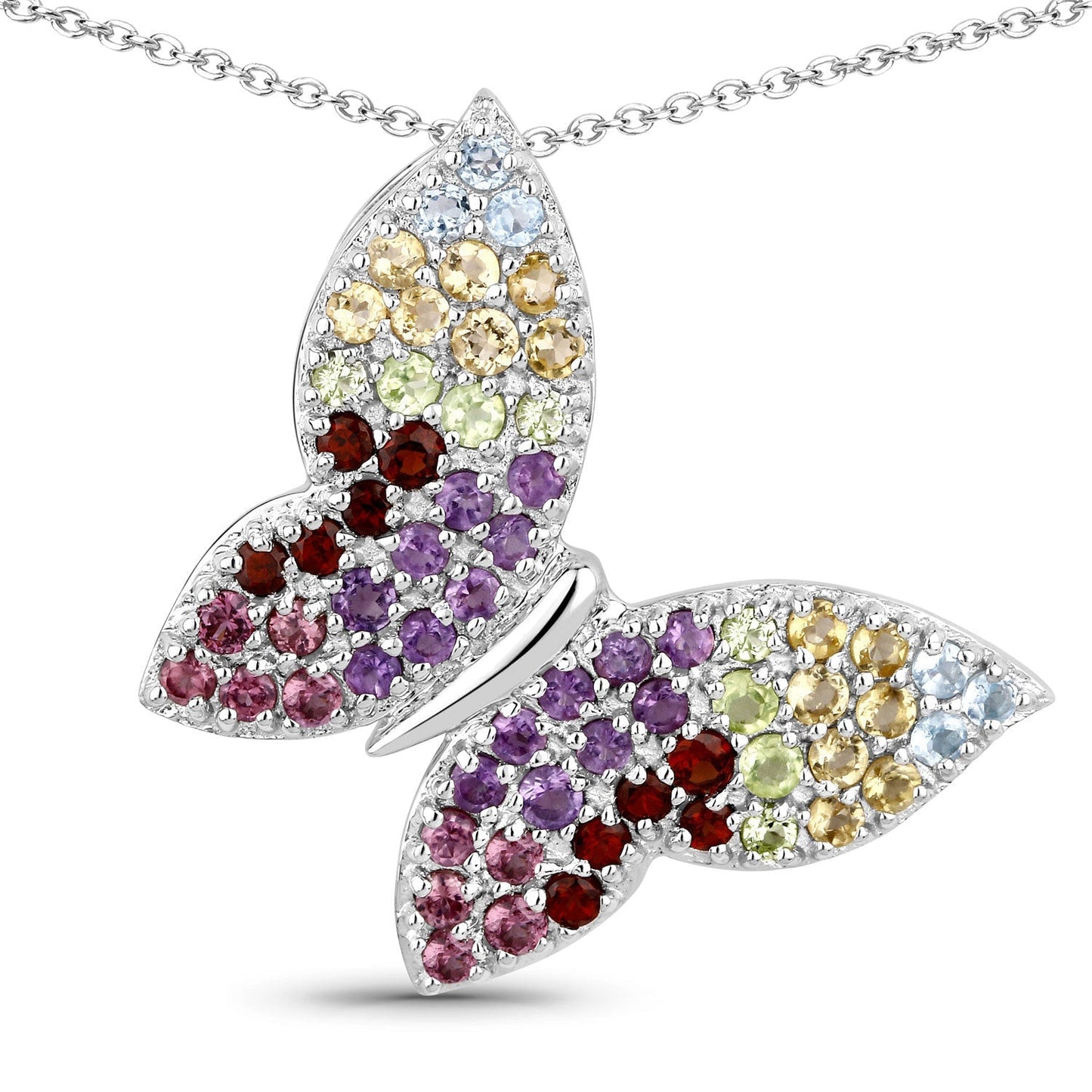 1.62 Carat Genuine Multi Stones .925 Sterling Silver Pendant Bids.com