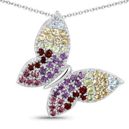 1.62 Carat Genuine Multi Stones .925 Sterling Silver Pendant Bids.com