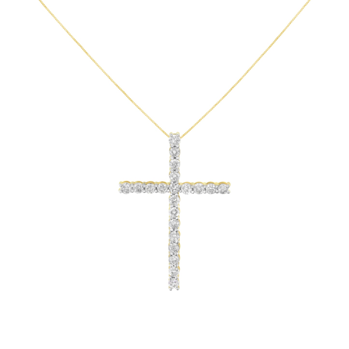 10K Yellow Gold Plated .925 Sterling Silver 4.0 Cttw Round Cut Diamond Cross Pendant Necklace (J-K Color, I1-I2 Clarity) - 18" Bids.com
