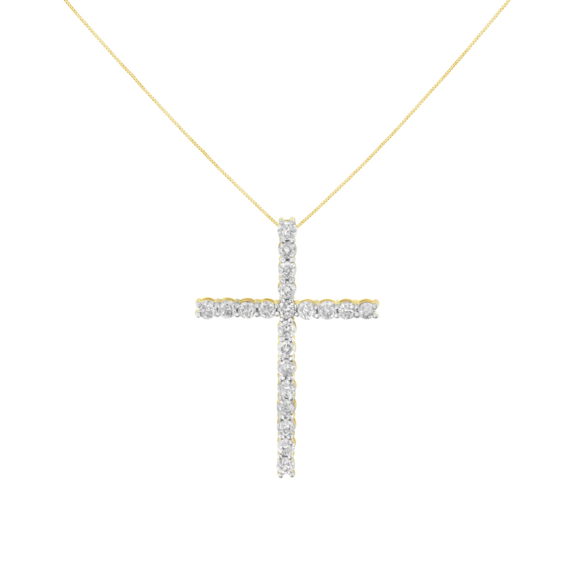 10K Yellow Gold Plated .925 Sterling Silver 4.0 Cttw Round Cut Diamond Cross Pendant Necklace (J-K Color, I1-I2 Clarity) - 18" Bids.com
