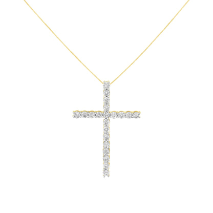 10K Yellow Gold Plated .925 Sterling Silver 4.0 Cttw Round Cut Diamond Cross Pendant Necklace (J-K Color, I1-I2 Clarity) - 18" Bids.com