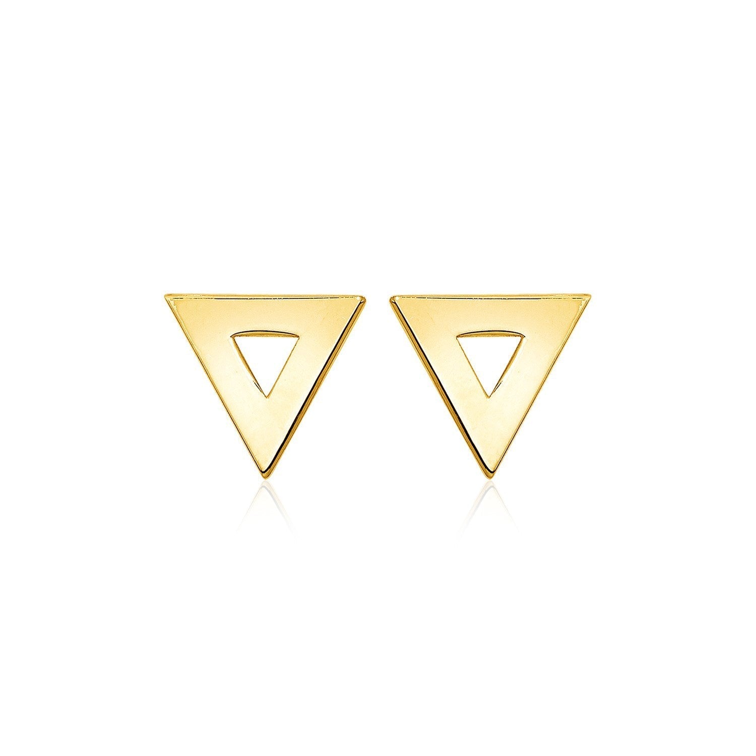 14k Yellow Gold Polished Open Triangle Post Earrings Bids.com