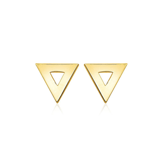 14k Yellow Gold Polished Open Triangle Post Earrings Bids.com