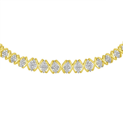 10K Yellow Gold 4 cttw Brilliant Round-Cut Diamond Graduating Riviera Statement Necklace (H-I Color, I2-I3 Clarity) Bids.com