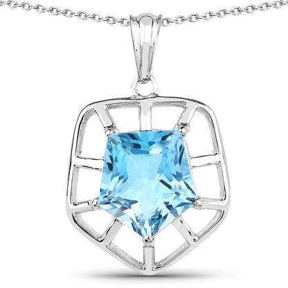 7.60 Carat Genuine Blue Topaz .925 Sterling Silver Pendant Bids.com