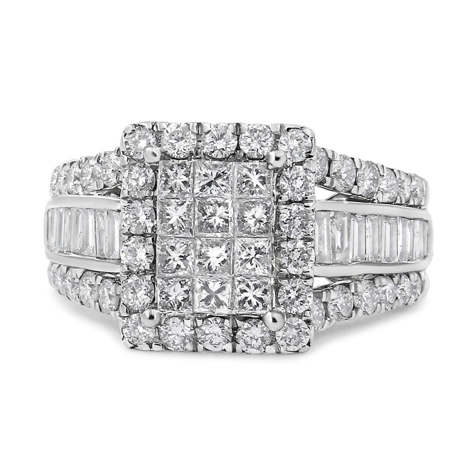 14K White Gold 2.00 Cttw Composite Head with Halo and Side Stones Diamond Ring (H-I Color, SI1-SI2 Clarity) - Ring Size 7 Bids.com