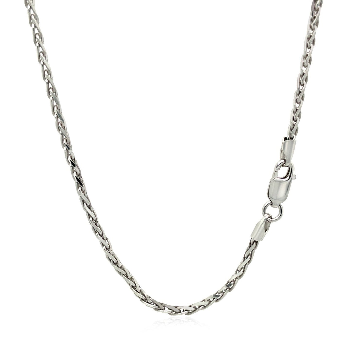 2.2mm Sterling Silver Rhodium Plated Wheat Chain Bids.com