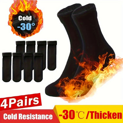 4-Pairs: Ultra-Soft Plush Lined Thermal Socks - Comfy Mid Tube Socks - Black DailySale
