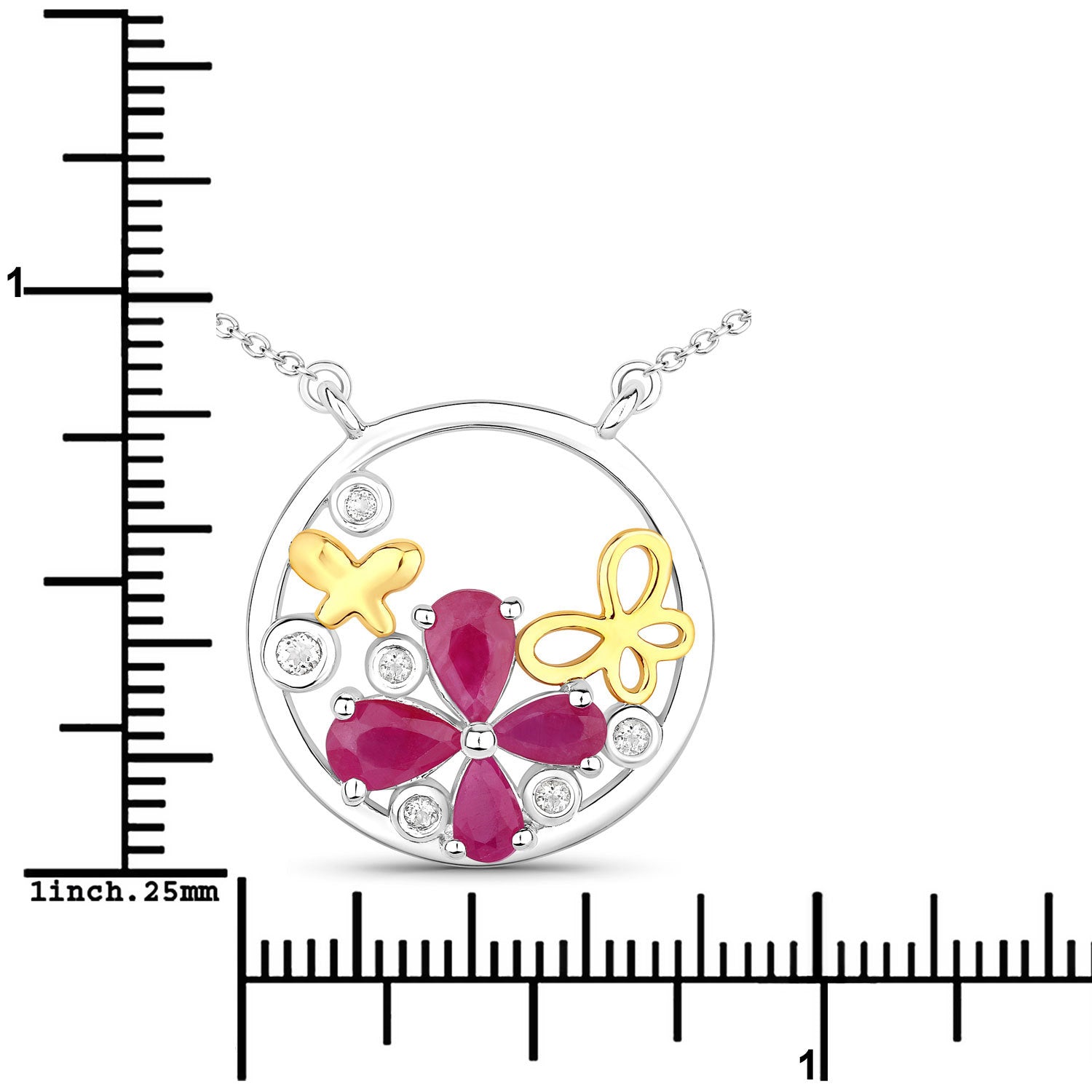 1.47 Carat Genuine Ruby and White Topaz .925 Sterling Silver Pendant Bids.com