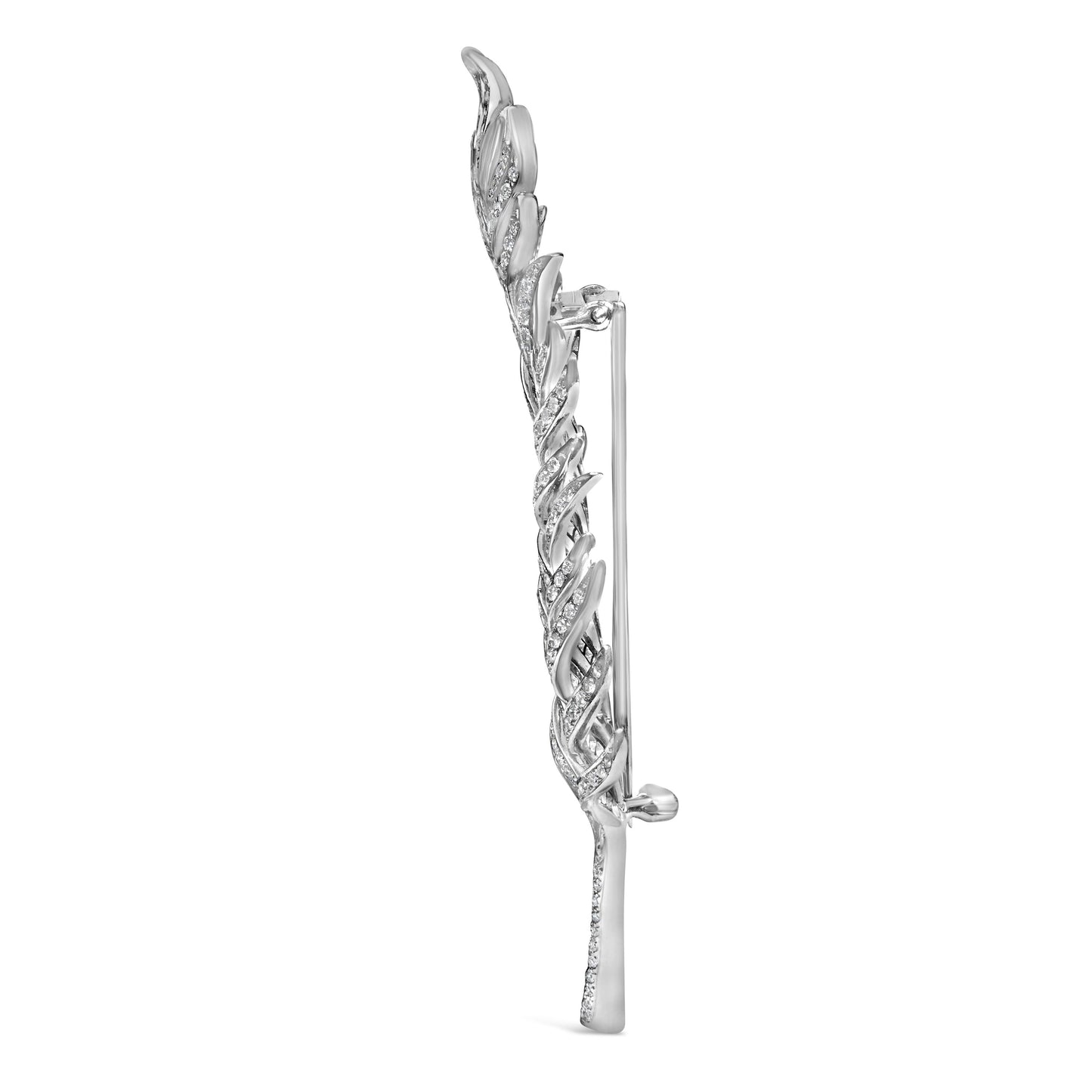 18K White Gold 2 7/8 Cttw Diamond Feather Brooch Pin (G-H Color, VS1-VS2 Clarity) Bids.com