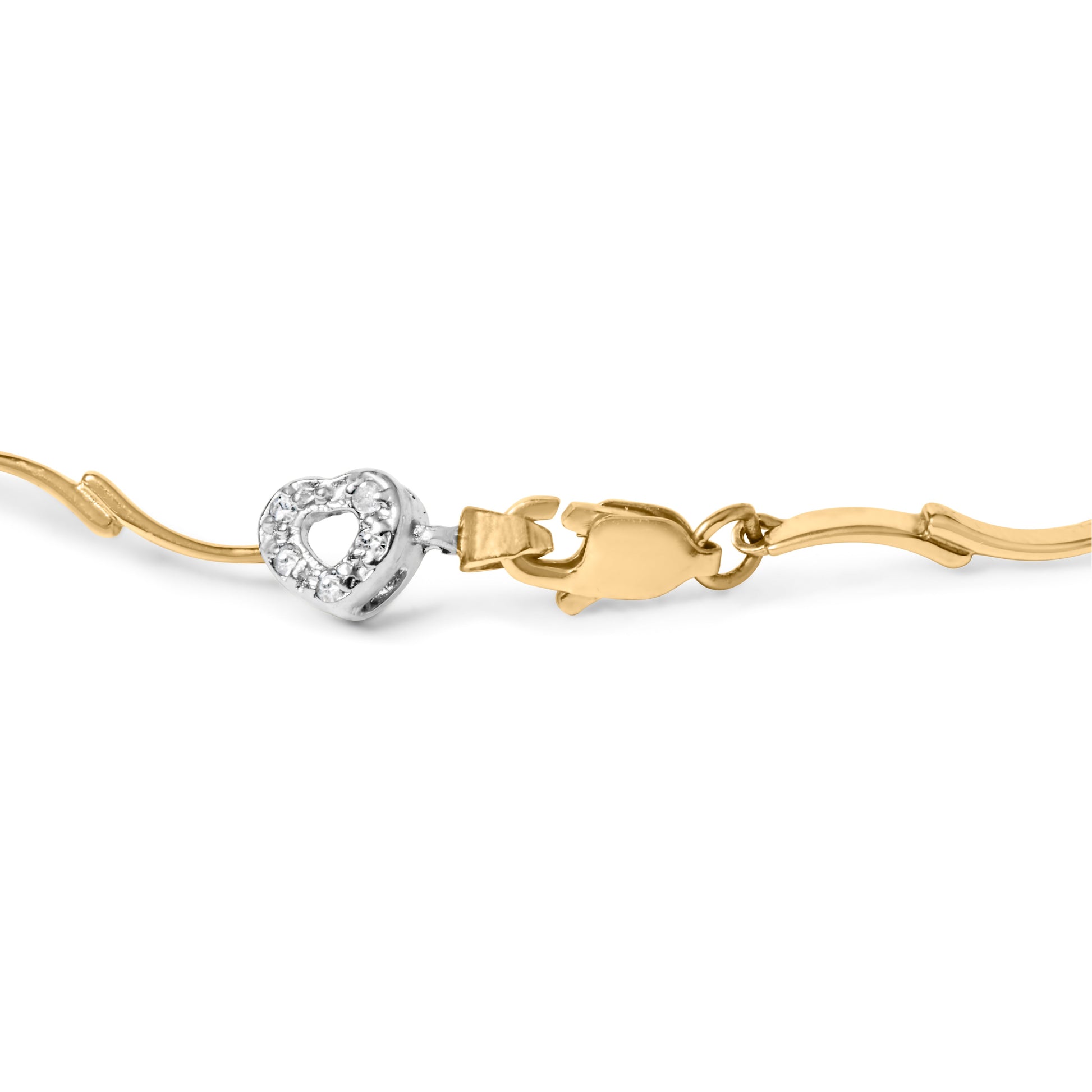 10k Two-Tone Gold 1/3 Cttw Diamond Pave Set Heart S-Link 7.25" Bracelet (I-J Color, I2-I3 Clarity) Bids.com