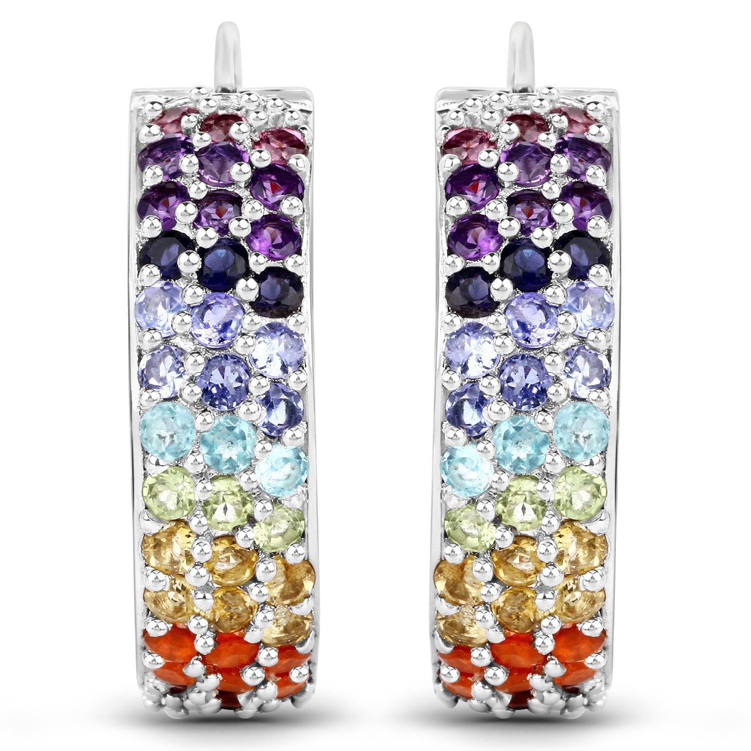 8.79 Carat Genuine Multi Stones .925 Sterling Silver Earrings Bids.com