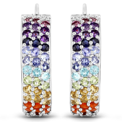 8.79 Carat Genuine Multi Stones .925 Sterling Silver Earrings Bids.com