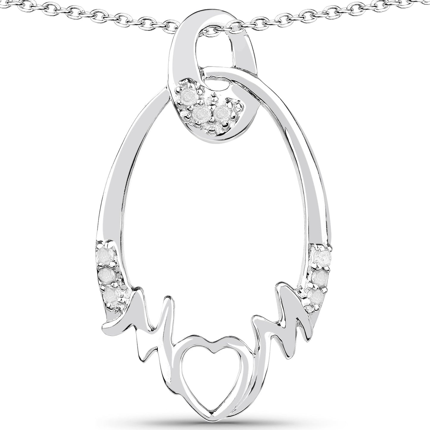 0.14 Carat Genuine White Diamond .925 Sterling Silver Pendant Bids.com