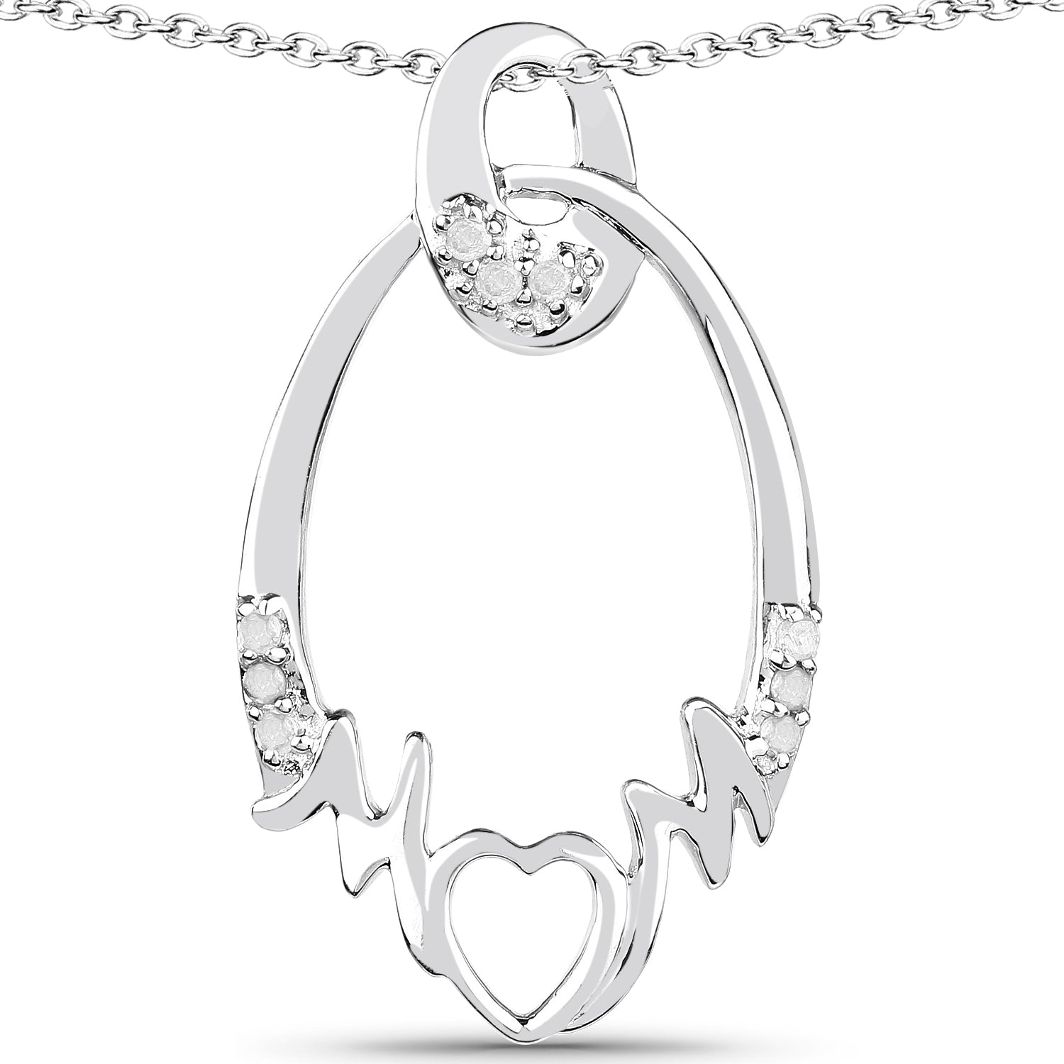 0.14 Carat Genuine White Diamond .925 Sterling Silver Pendant Bids.com