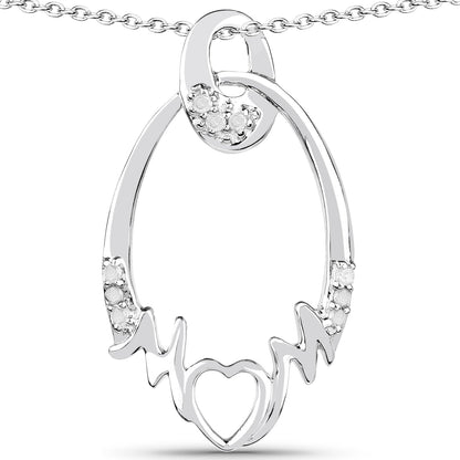 0.14 Carat Genuine White Diamond .925 Sterling Silver Pendant Bids.com