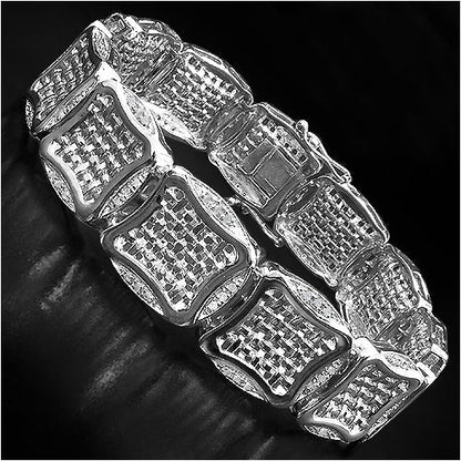 14K Yellow Gold Plated 0.67 Carat Genuine White Diamond .925 Sterling Silver Bracelet Bids.com