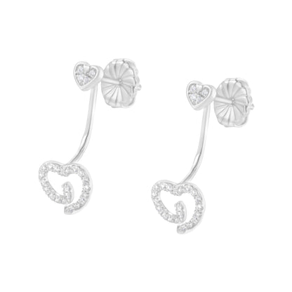 .925 Sterling Silver 1/4 Cttw Diamond Swirl Heart Front/Back Earrings (I-J Color, I2-I3 Clarity) Bids.com