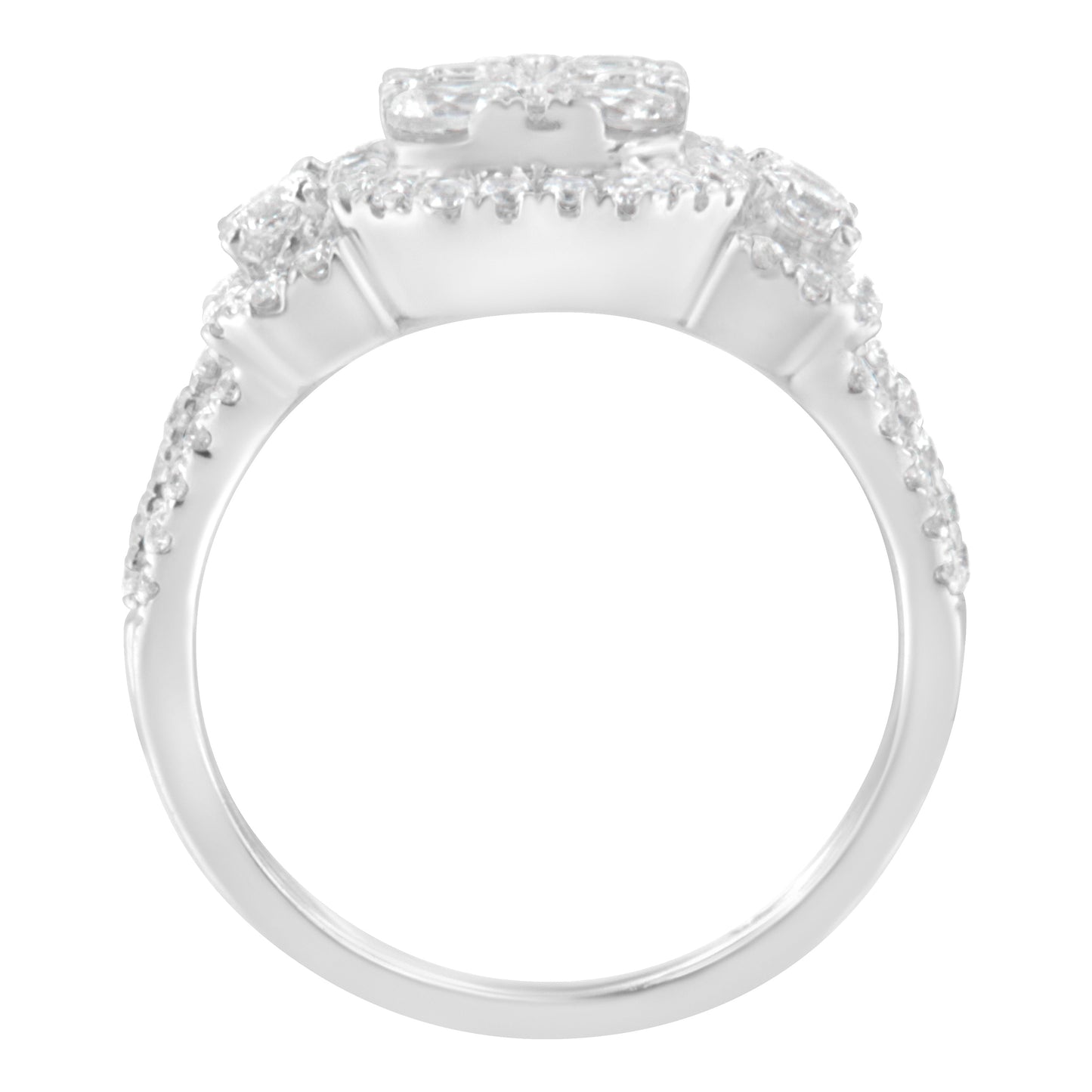 14K White Gold 2 1/4 Cttw Diamond Cocktail Cluster Ring (G-H Color, SI2-I1 Clarity) - Size 7 Bids.com