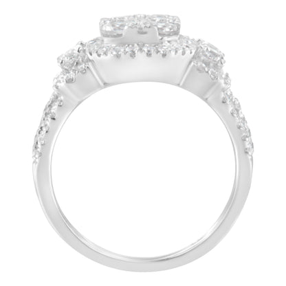 14K White Gold 2 1/4 Cttw Diamond Cocktail Cluster Ring (G-H Color, SI2-I1 Clarity) - Size 7 Bids.com