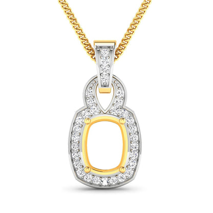 0.25 Carat Genuine White Diamond 14K Yellow Gold Semi Mount Pendant - holds 9x7mm Cushion Gemstone Bids.com