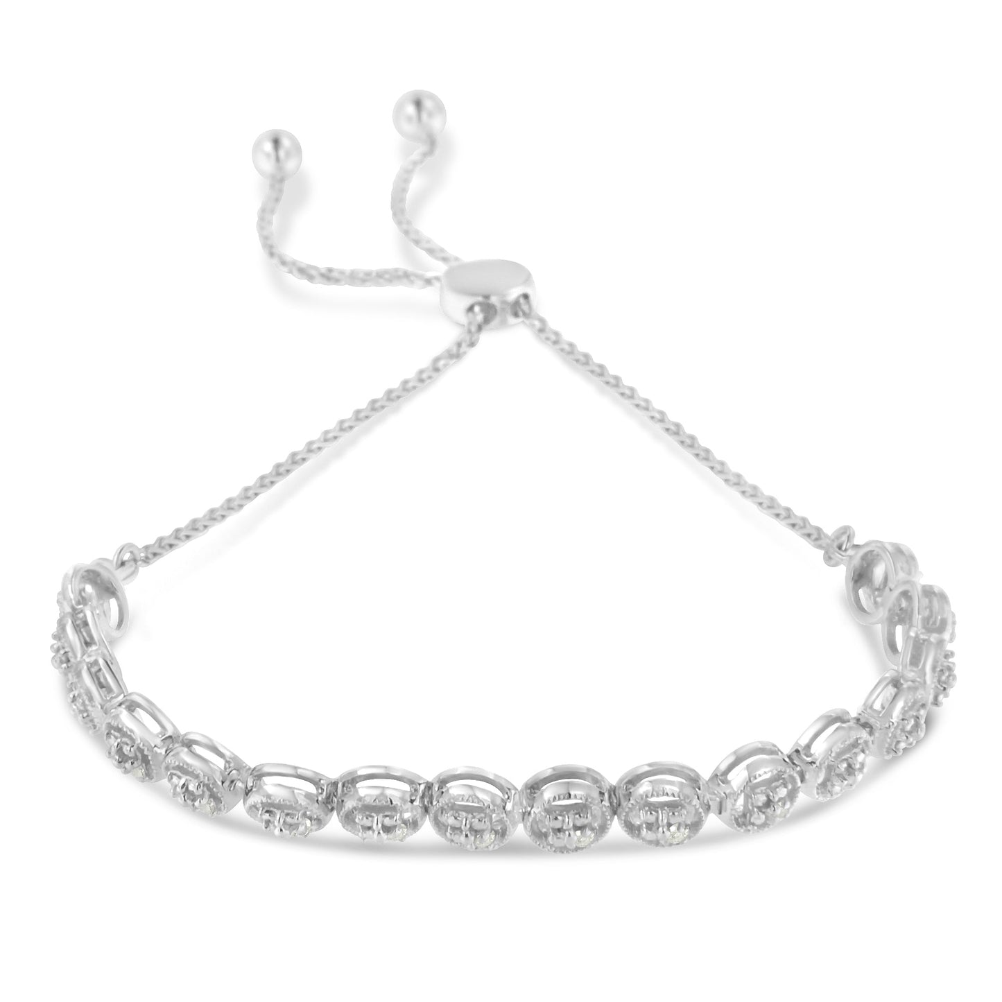 .925 Sterling Silver 1/10 Cttw Round Diamond Bolo Bracelet (I-J Color, I3 Clarity) Bids.com
