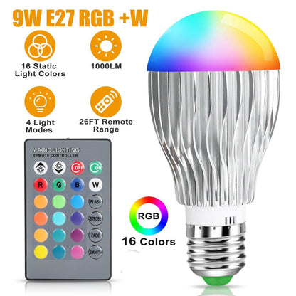 9W LED Light Bulb E27 RGB Lamp DailySale