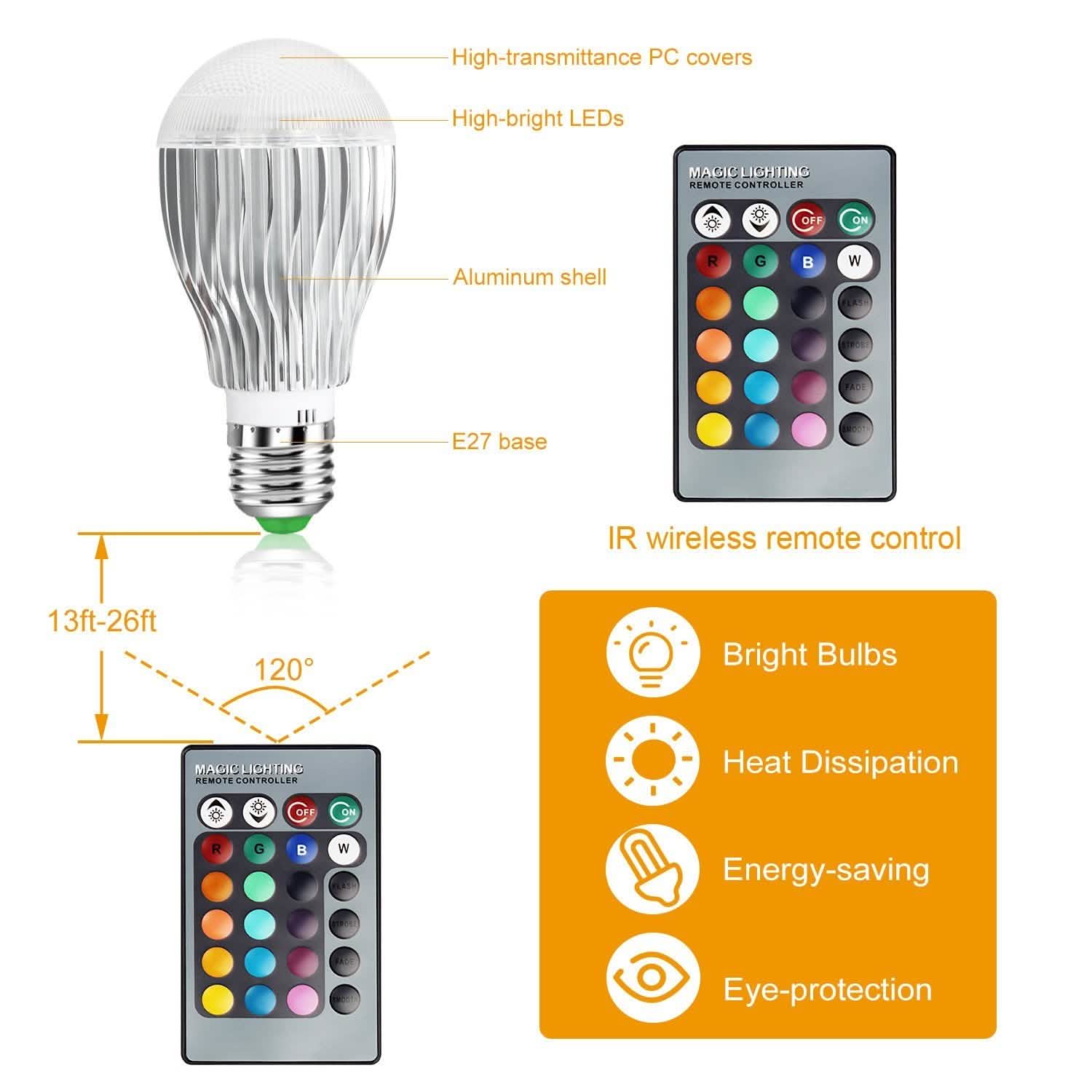 9W LED Light Bulb E27 RGB Lamp DailySale