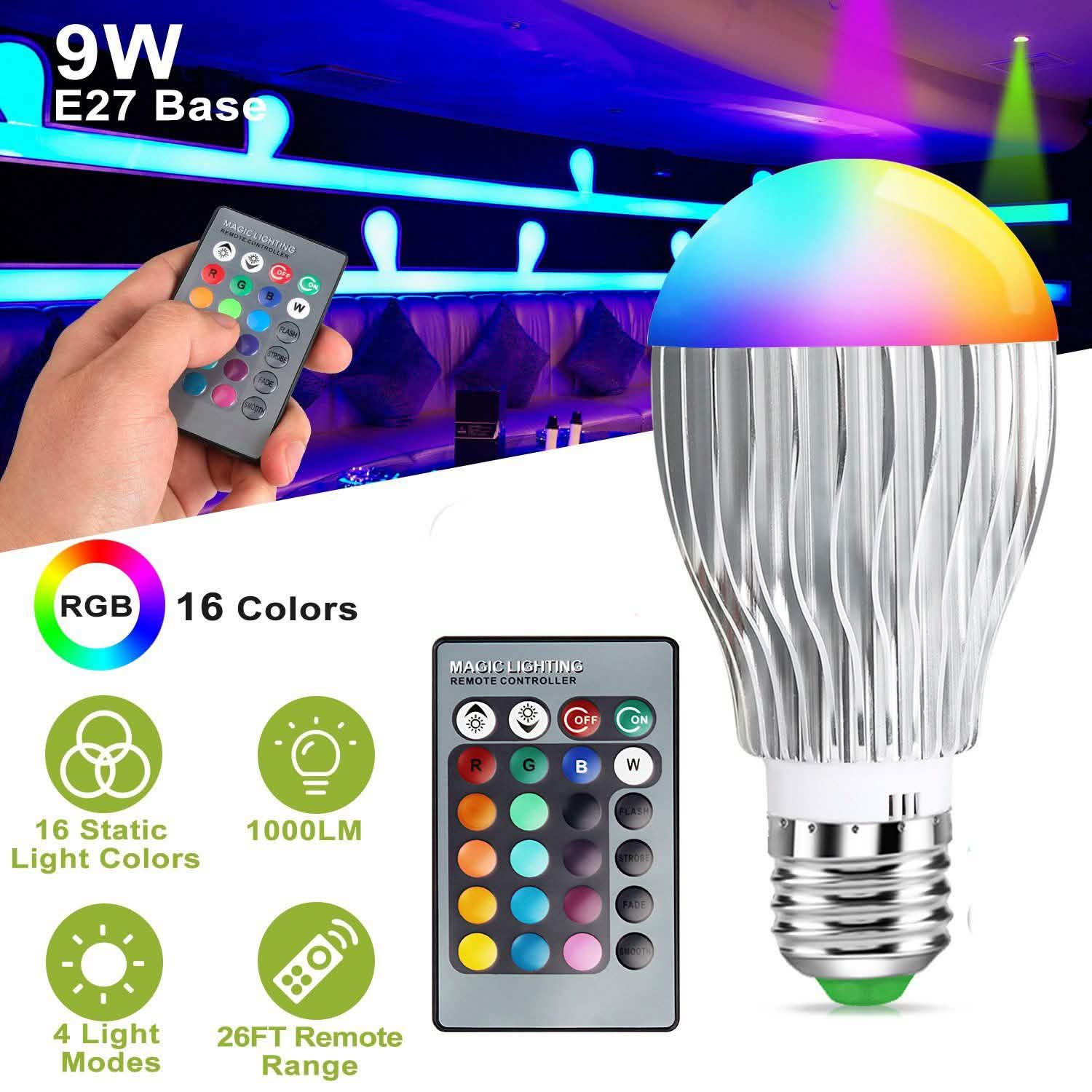 9W LED Light Bulb E27 RGB Lamp DailySale