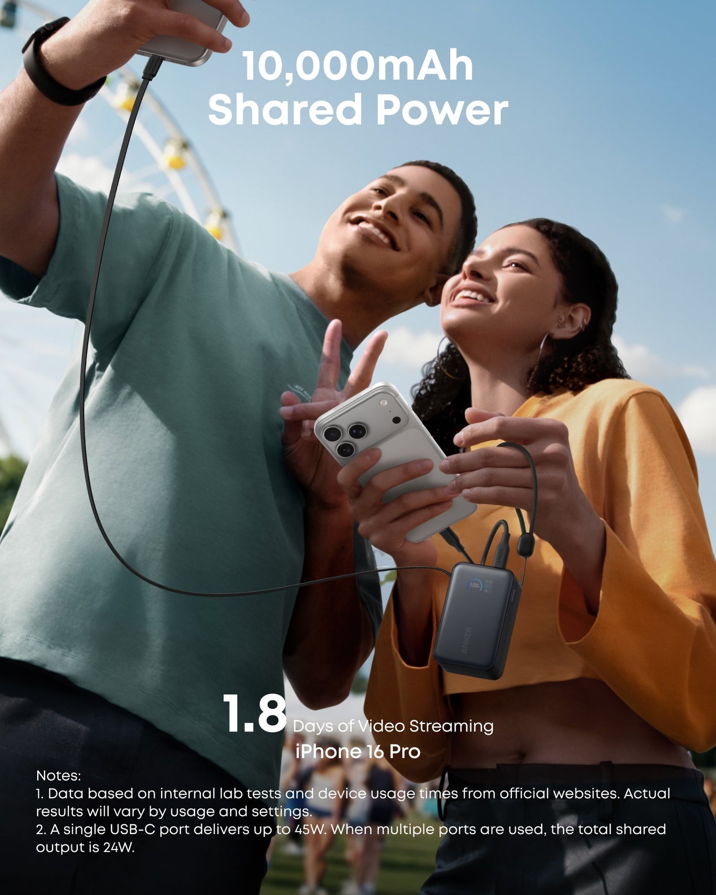 Anker Nano Power Bank (10K, 45W, Built-In Retractable USB-C Cable) Anker