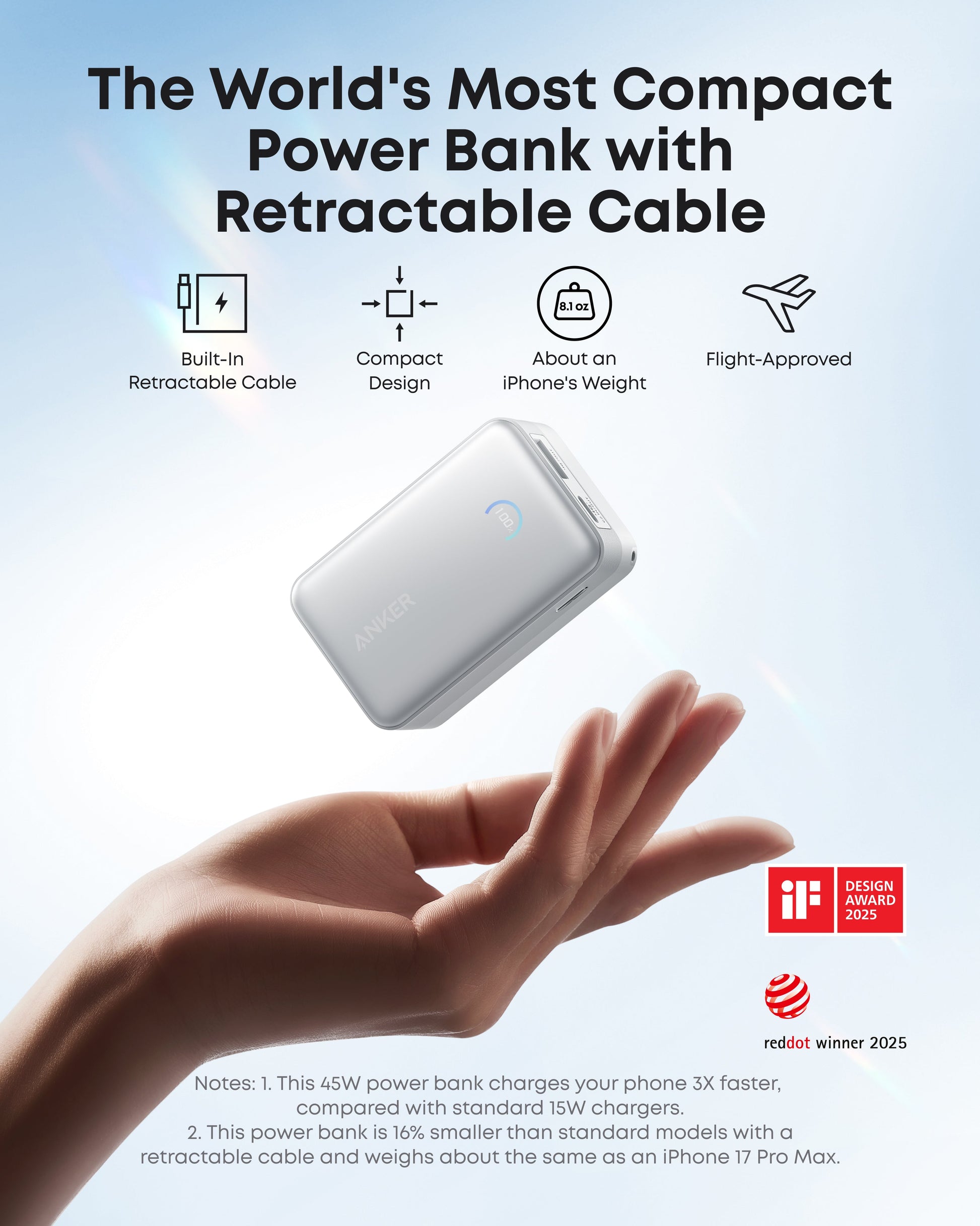 Anker Nano Power Bank (10K, 45W, Built-In Retractable USB-C Cable) Anker