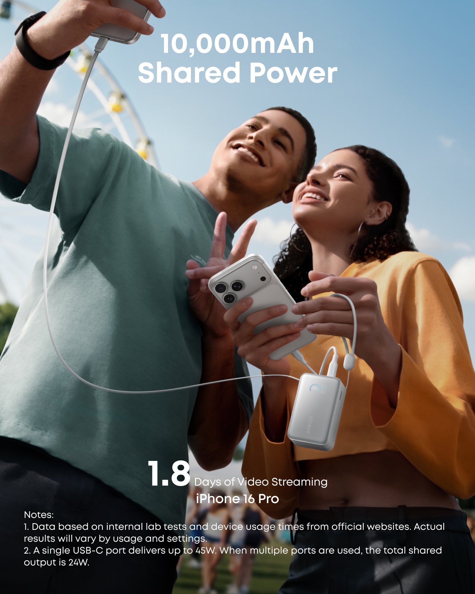 Anker Nano Power Bank (10K, 45W, Built-In Retractable USB-C Cable) Anker