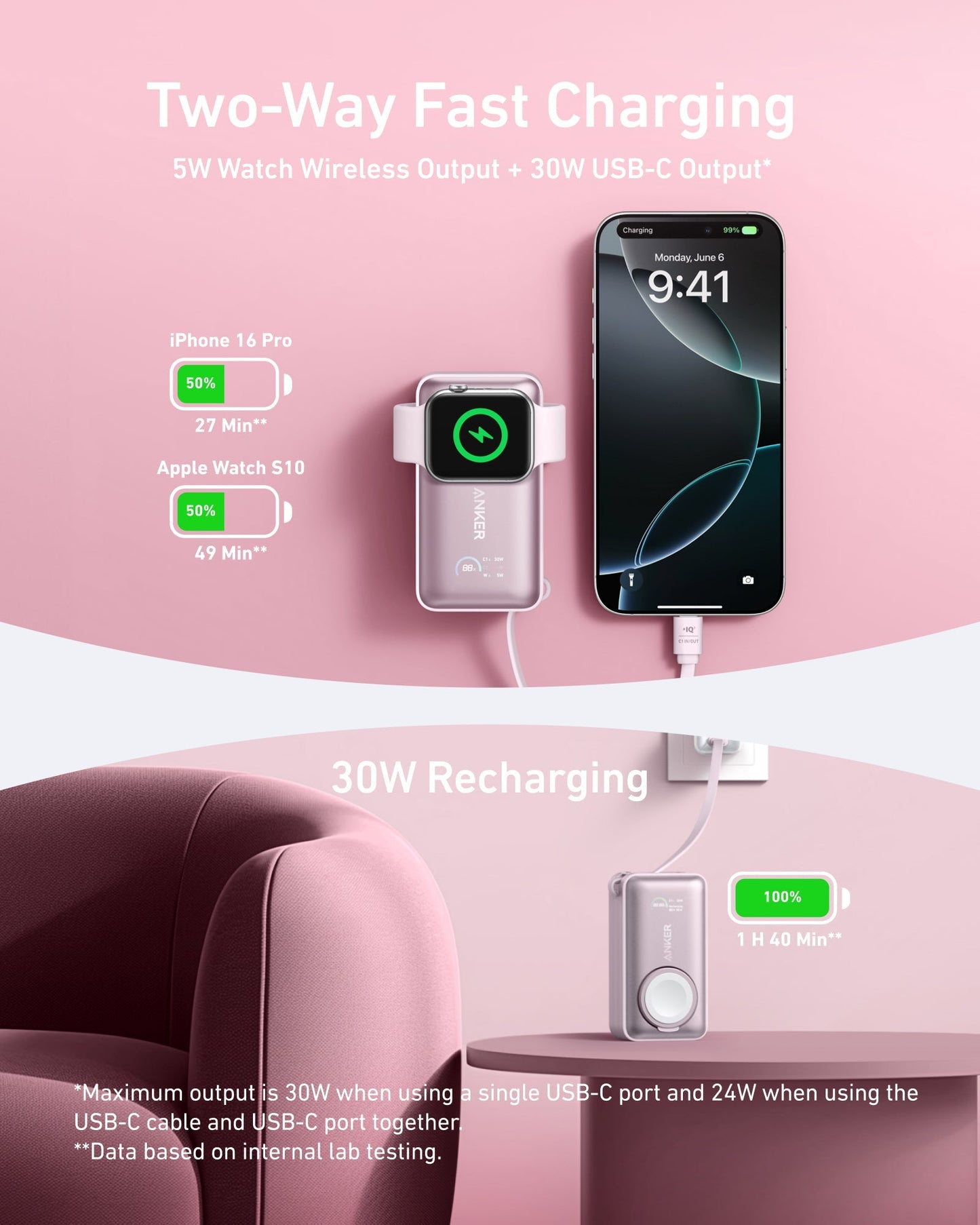 Anker MagGo Power Bank (10K, 35W, For Apple Watch) Anker