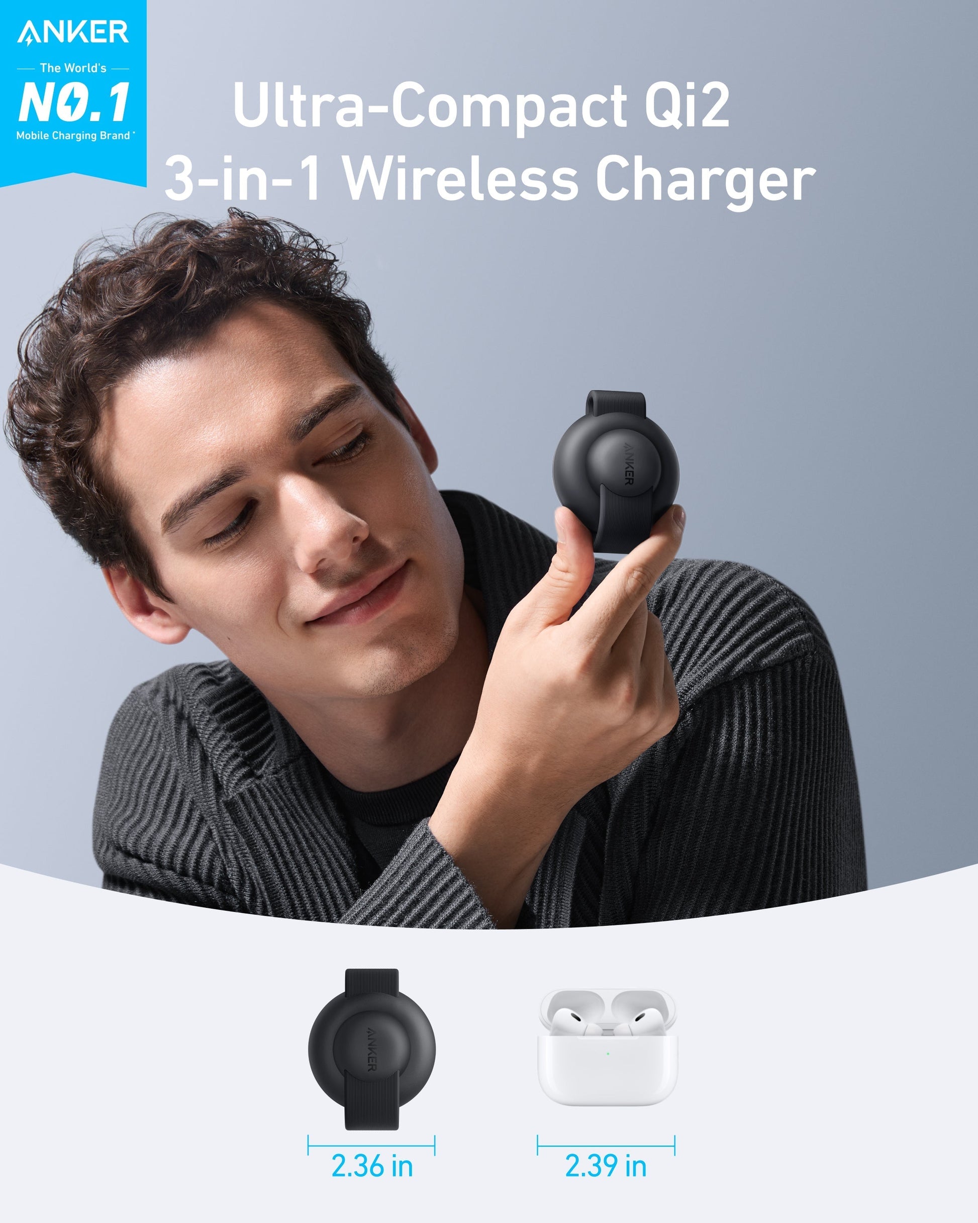 Anker MagGo Wireless Charging Station (3-in-1, Foldable Pad) Anker