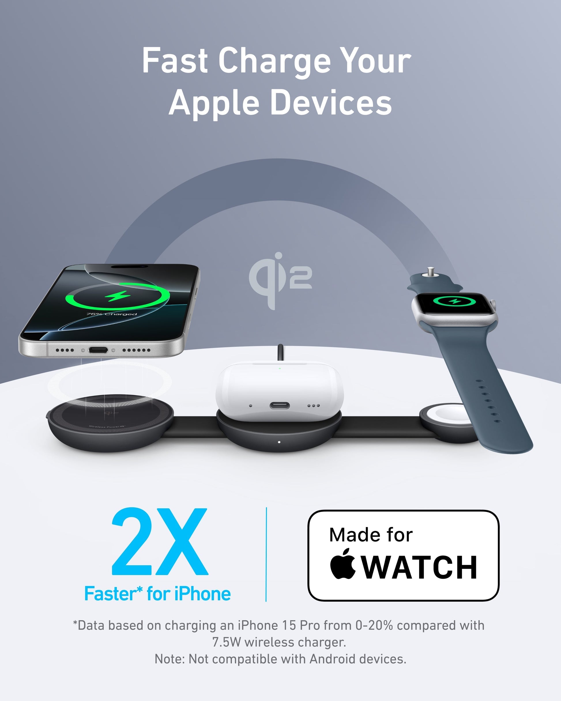 Anker MagGo Wireless Charging Station (3-in-1, Foldable Pad) Anker