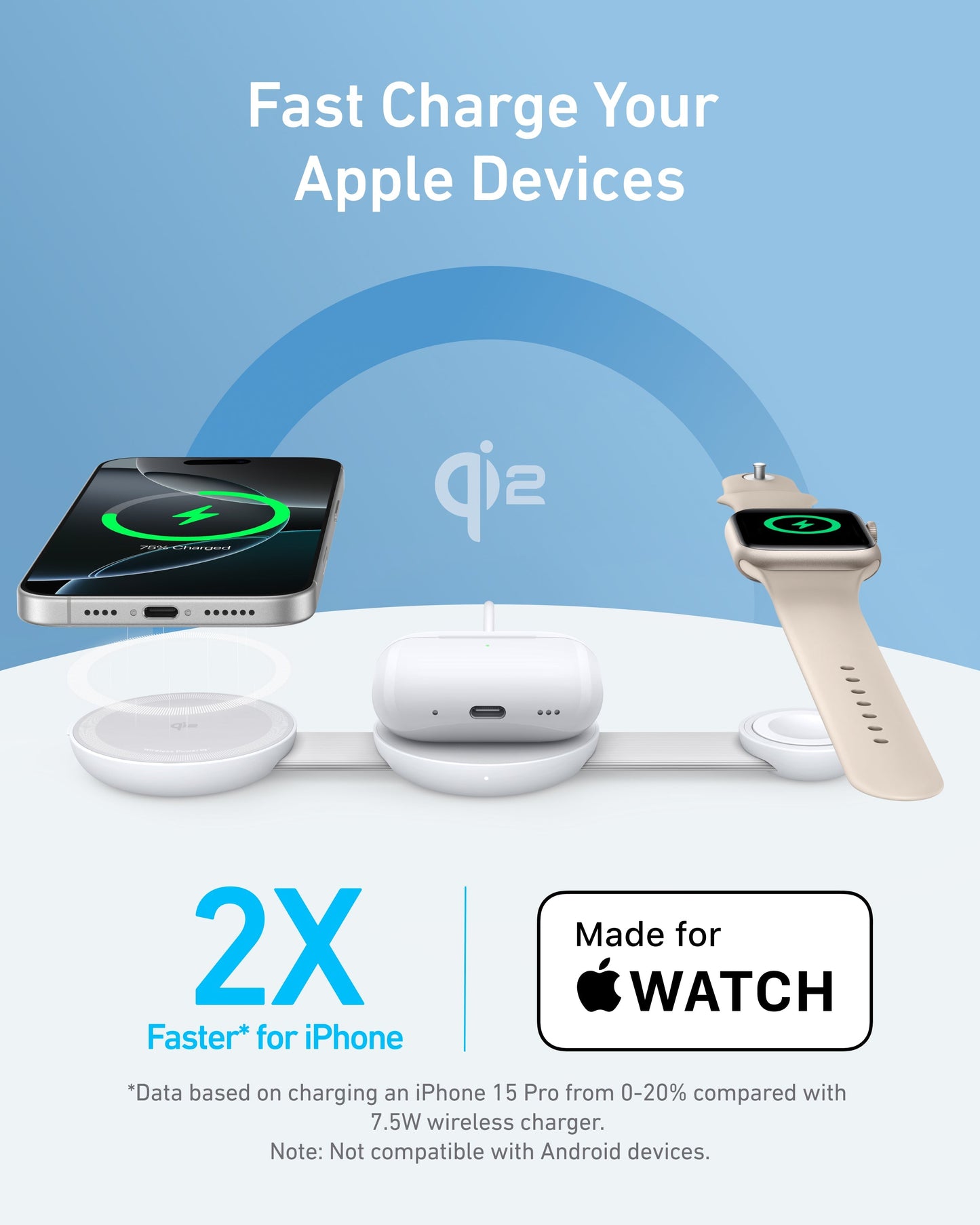Anker MagGo Wireless Charging Station (3-in-1, Foldable Pad) Anker