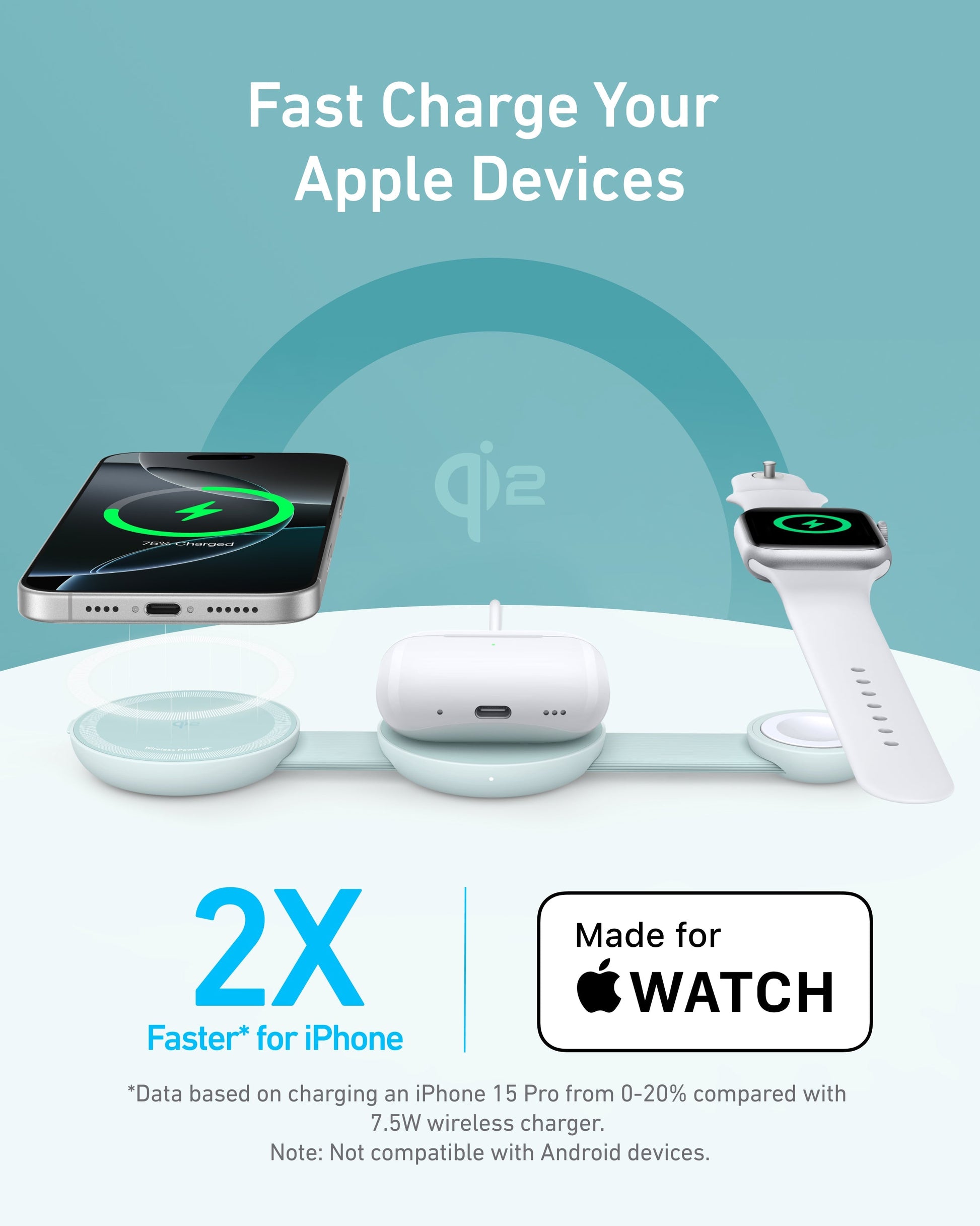 Anker MagGo Wireless Charging Station (3-in-1, Foldable Pad) Anker