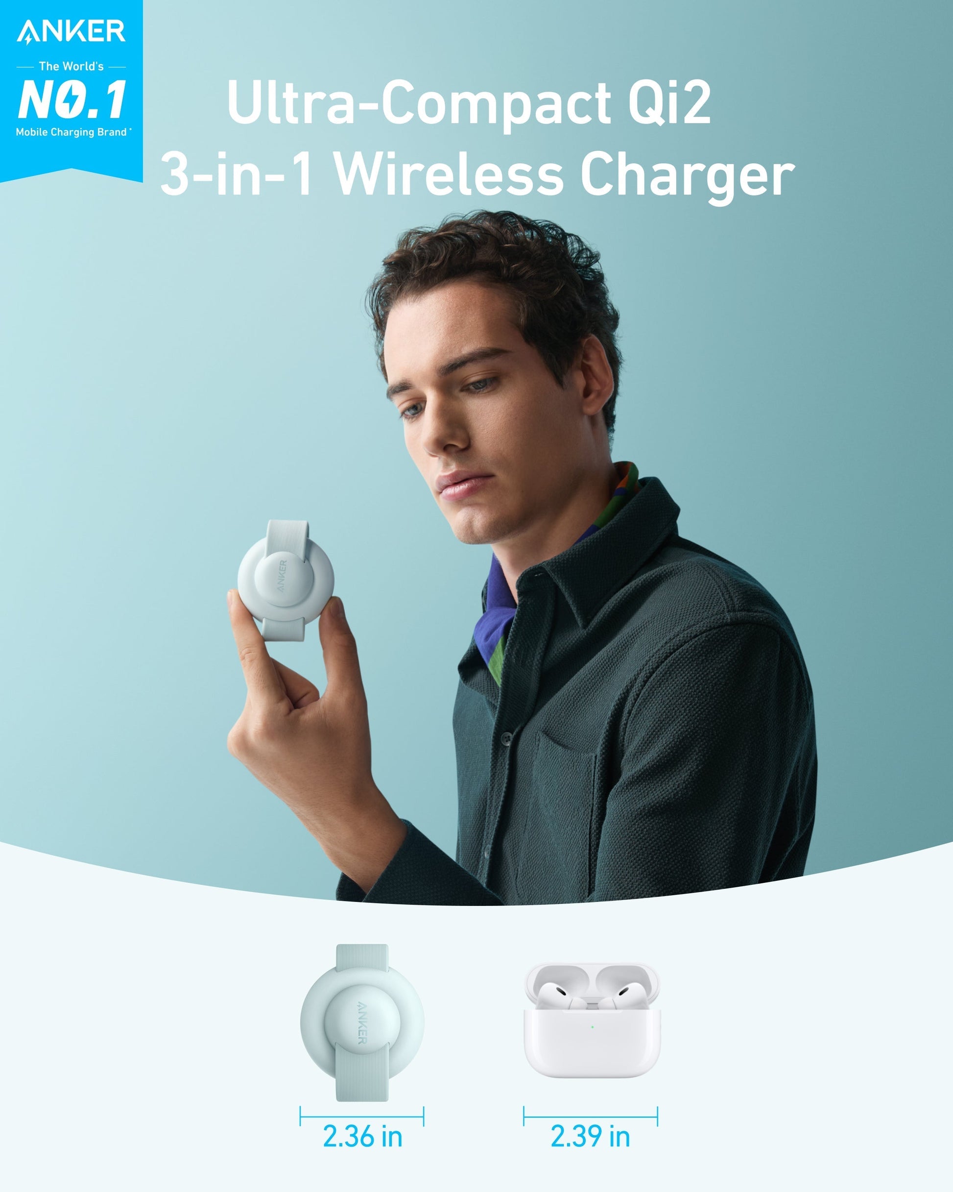 Anker MagGo Wireless Charging Station (3-in-1, Foldable Pad) Anker