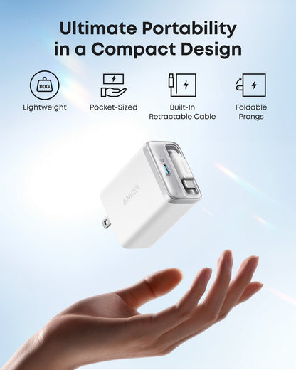 Anker Nano Charger (35W, Built-In Retractable USB-C Cable) Anker