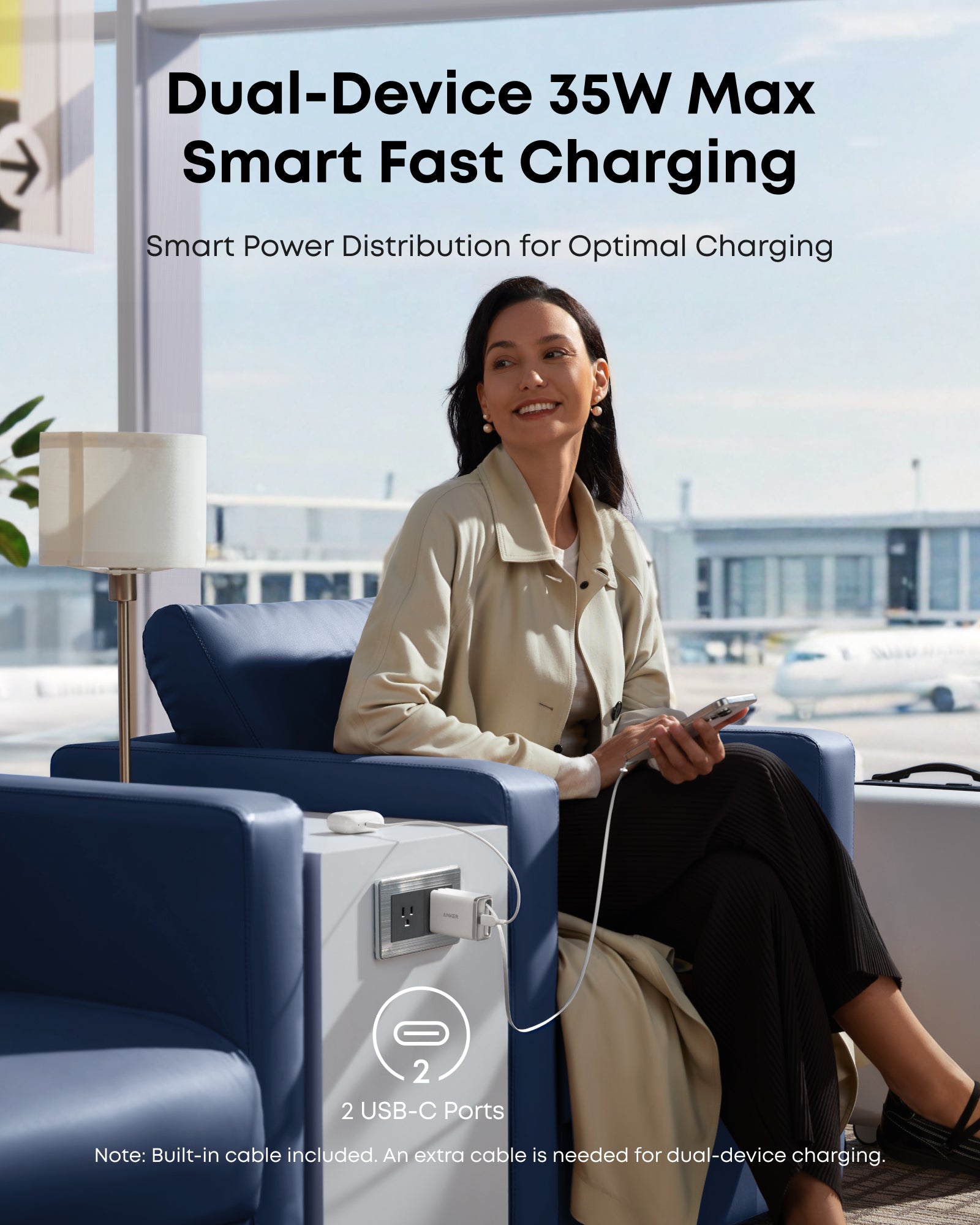 Anker Nano Charger (35W, Built-In Retractable USB-C Cable) Anker
