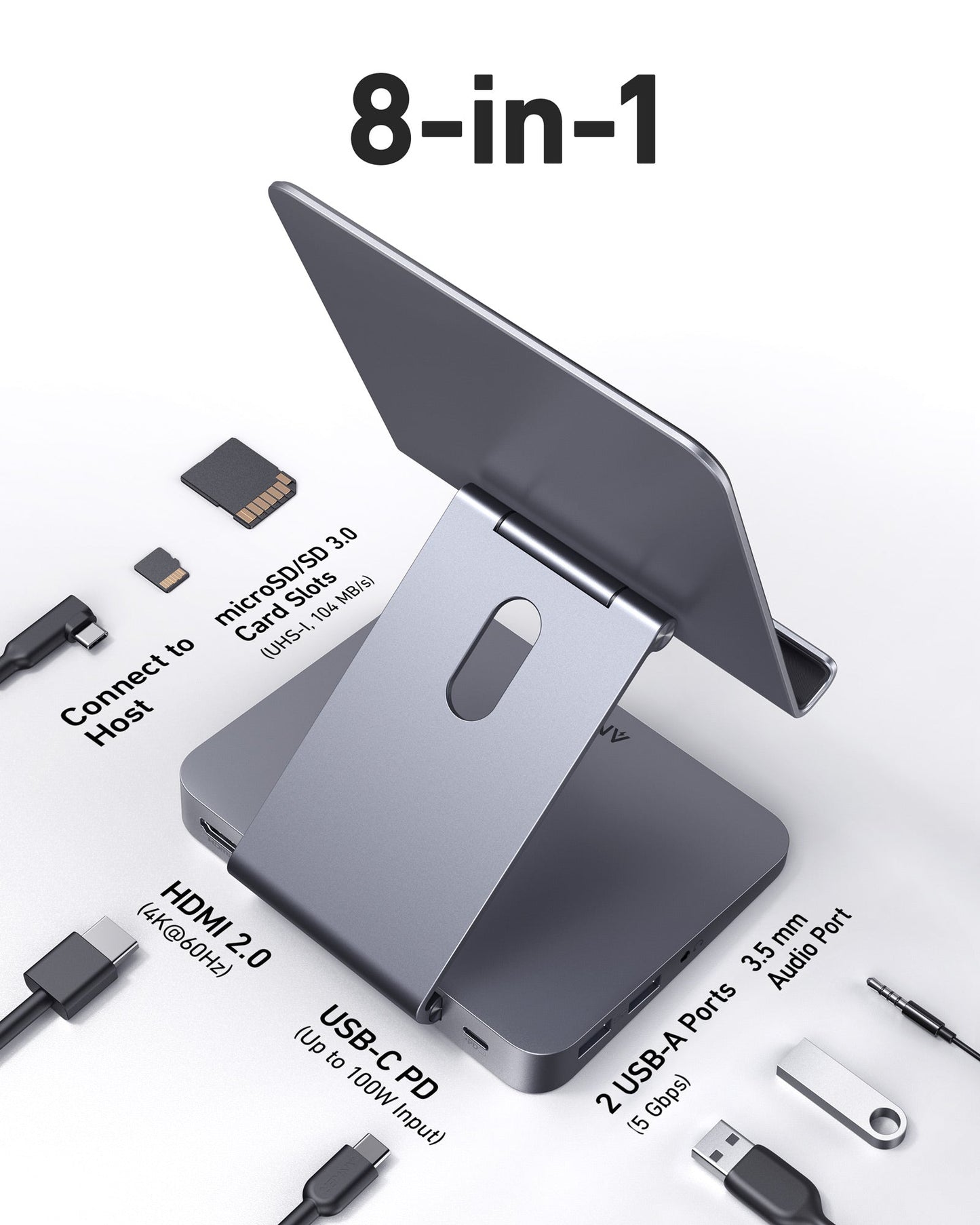 Anker <b>551</b> USB-C Hub (8-in-1, Tablet Stand) Anker