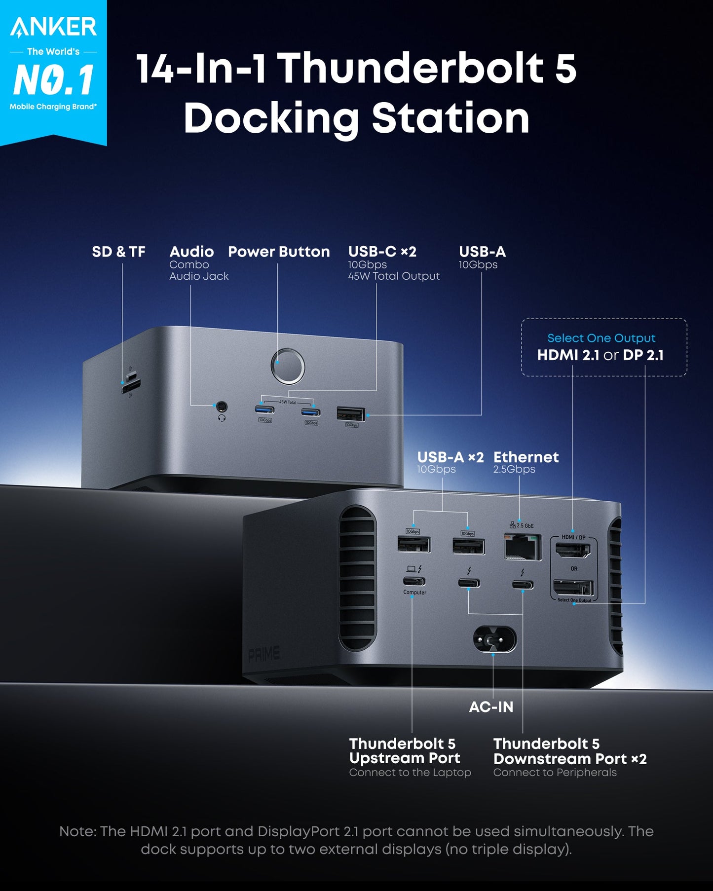 Anker Prime TB5 Docking Station (14-in-1, 8K, Thunderbolt 5 ) Anker