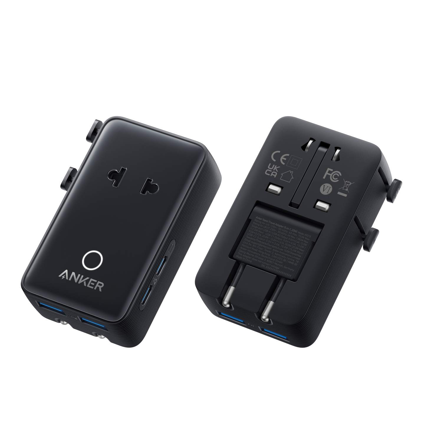 Anker Nano Travel Adapter (5-in-1, 20W, 1-Pack) Anker