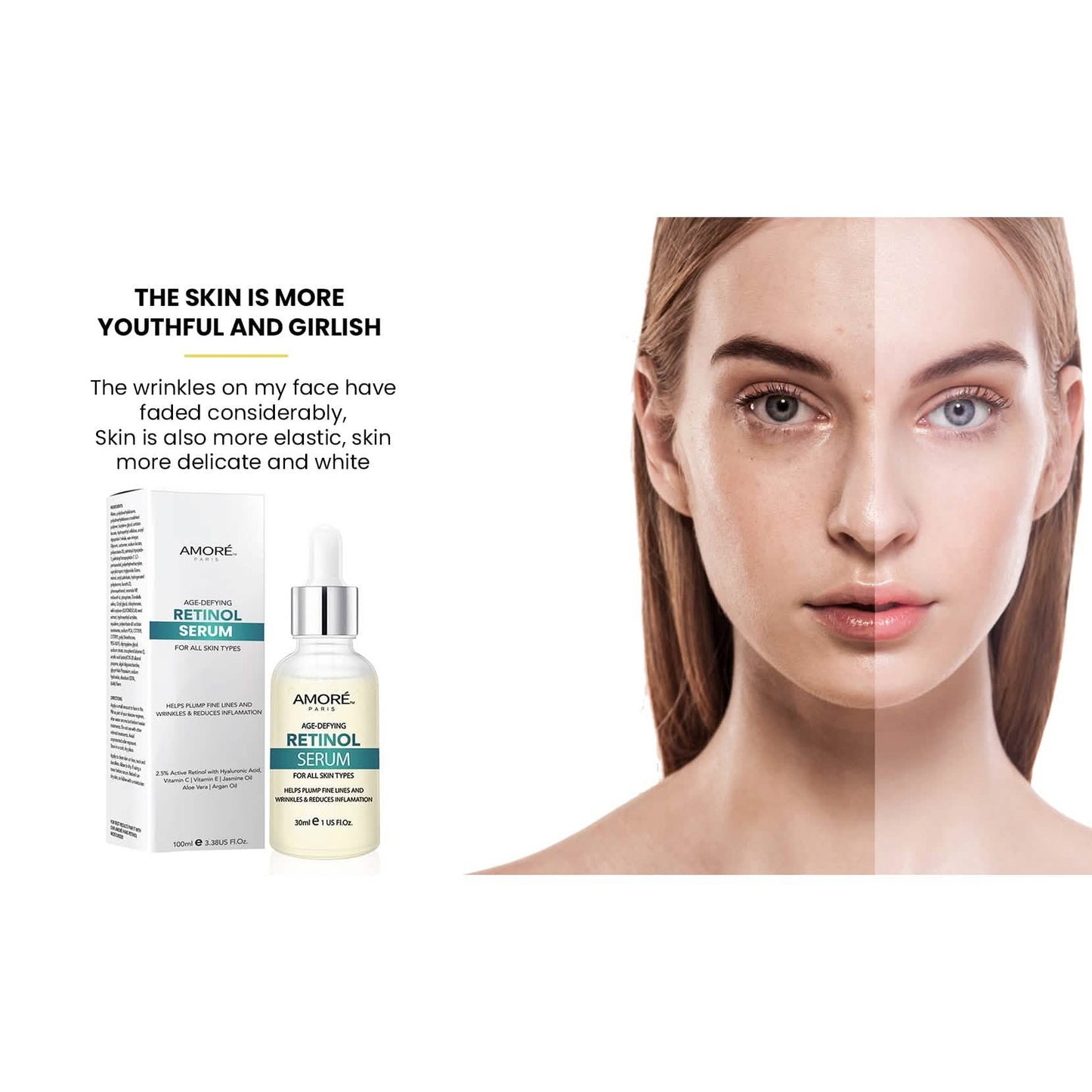 Amore Paris 2.5% Retinol Serum For Face With Hyaluronic Acid Night Facial Serum DailySale